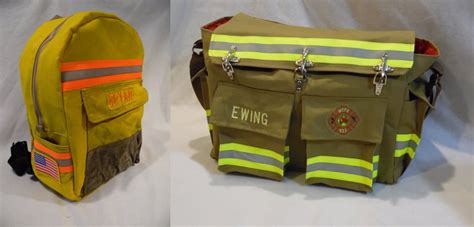 recycled firefighter gear bags.